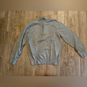 L.L. Bean Light Gray Zip-Up Men's Sweater - Cotton and Cashmere Blend - Medium